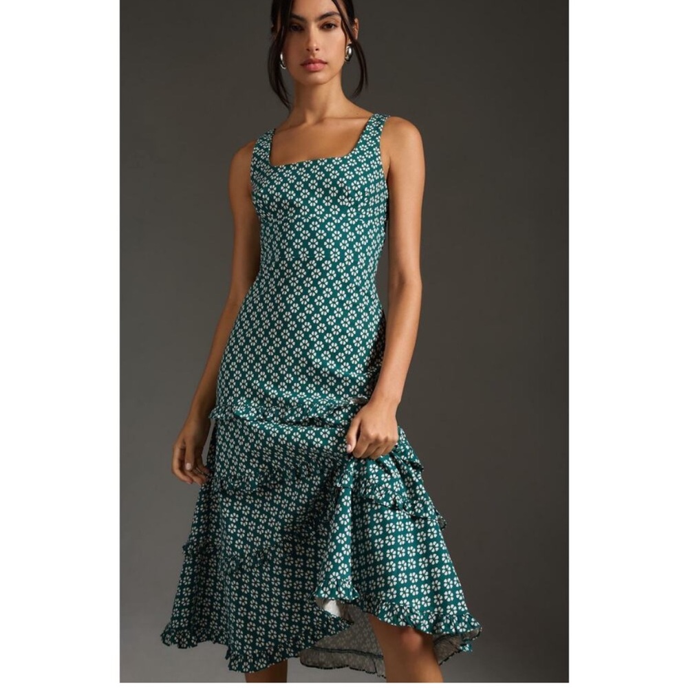 NWOT Anthropologie Blythe Square Neck Tiered Dress Size XL
